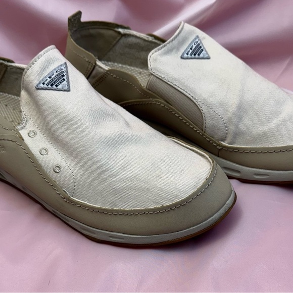 Tan Canvas Slip-On Boat Shoes Lightweight Fishing Coastal Sz 12 ᴄᴏʟᴜᴍʙɪᴀ PFG - Picture 4 of 11